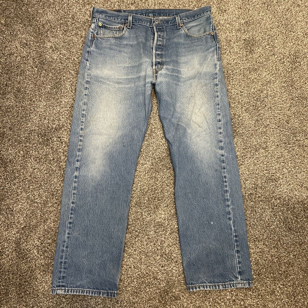 Vintage Y2k Levi's 501XX Button Fly Jeans 38x33 Light Wash Denim Baggy